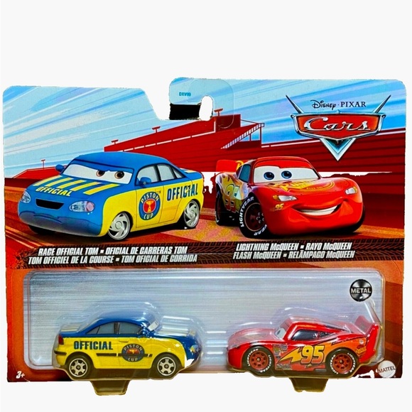 Disney Pixar Cars Lightning McQueen Race  Tom Metal Series 2-Pack - Picture 1 of 6